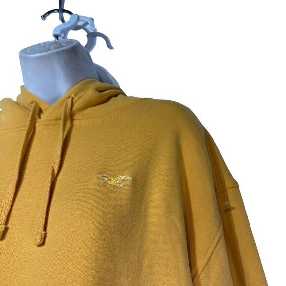 hollister Sleep mustard yellow Embroidered Logo pullover hoodie size L - Picture 2 of 6
